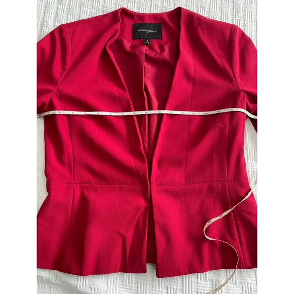 Banana Republic Red Blazer Holidays Zip Sleeves SZ 4 Corporate Goth Office Work - Picture 6 of 8